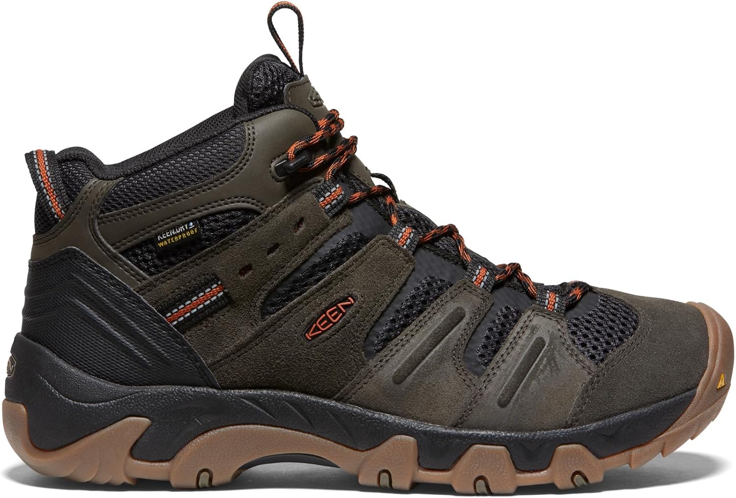 Men's Headout Mid Waterproof Hiking Boots, 9 UK Black Olive Fossil Orange