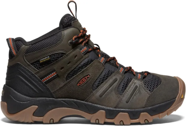 Men's Headout Mid Waterproof Hiking Boots, 9 UK Black Olive Fossil Orange