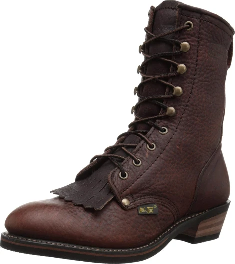 Men's 9" Packer Tumbled Leather Lacer Work Boots for Men, Chestnut - Plain Soft Toe, Moderate Mens Hiking Boots 11 Wide Chestnut
