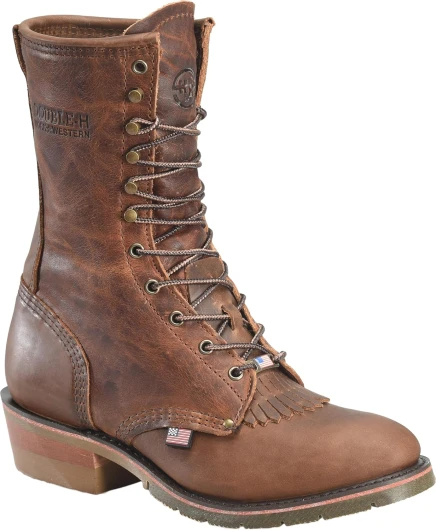 DOUBLE-H Mens 9" Soft Toe U Toe Packer Leather Boots, Durable Work Boot for Men, Comfortable and Stylish Outdoor Footwear 11.5 Wide Brown