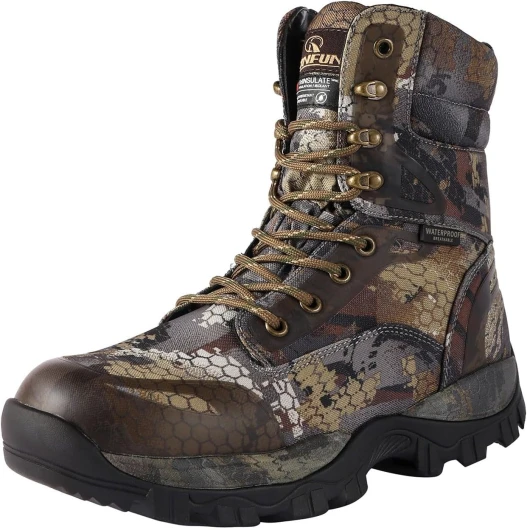 Men's Hunting Boots Waterproof Hiking Boots Insulated Work Boot, 8" Lightweight Breathable Outdoor Shoes, 400g Insulation 12 Grey