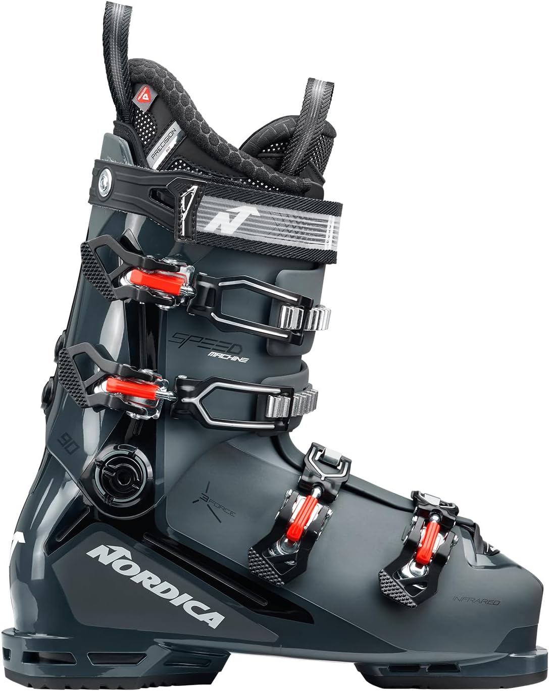 Nordica Speedmachine 3 90 Men's Medium Fit High Performance Alpine Ski Boots 26.5 Anthracite/Black/Red
