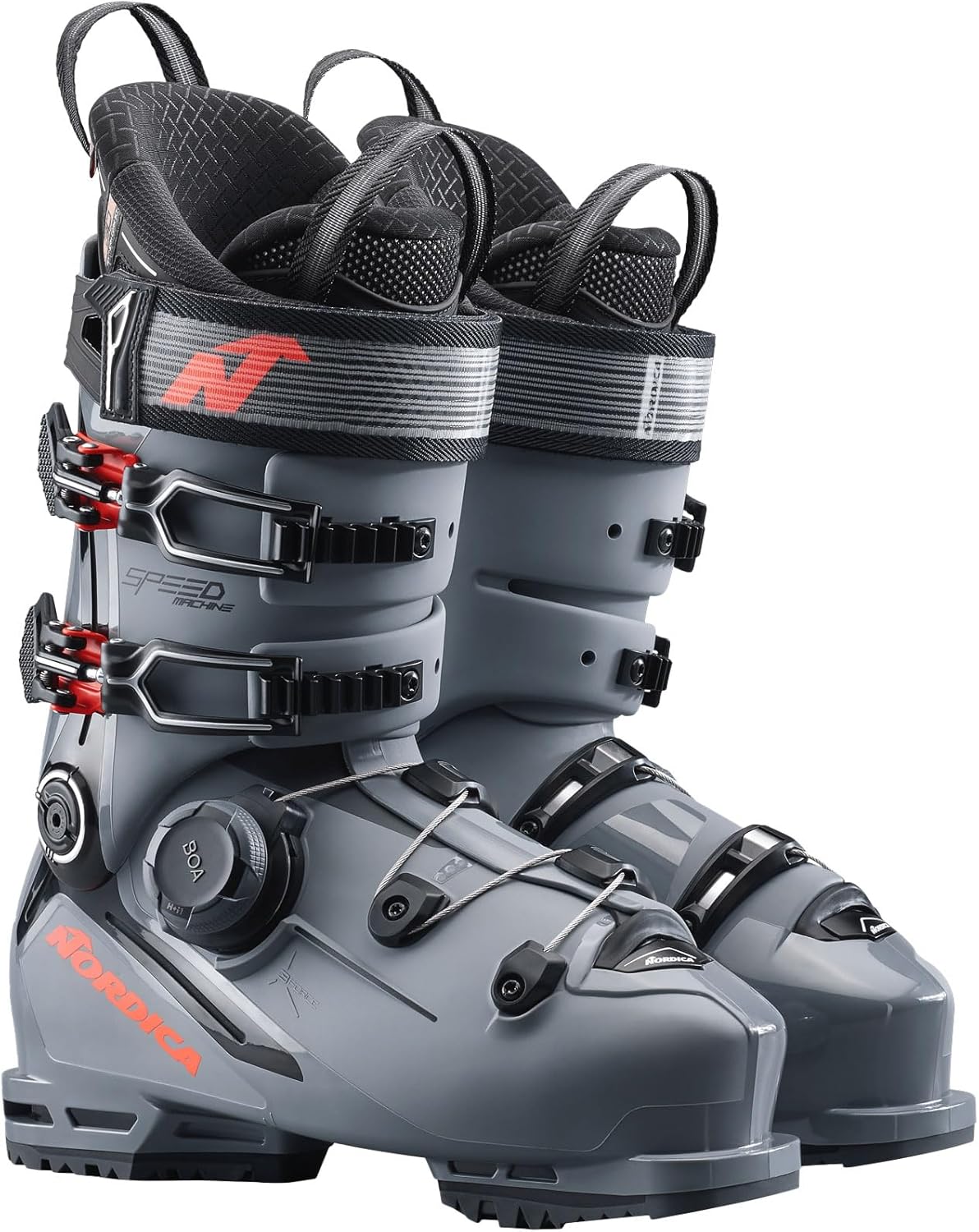 Nordica Speedmachine 3 BOA 120 Men's Medium Fit High Performance Alpine Ski Boots Grey / Black / Red 29.5