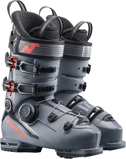 Nordica Speedmachine 3 BOA 120 Men's Medium Fit High Performance Alpine Ski Boots Grey / Black / Red 29.5