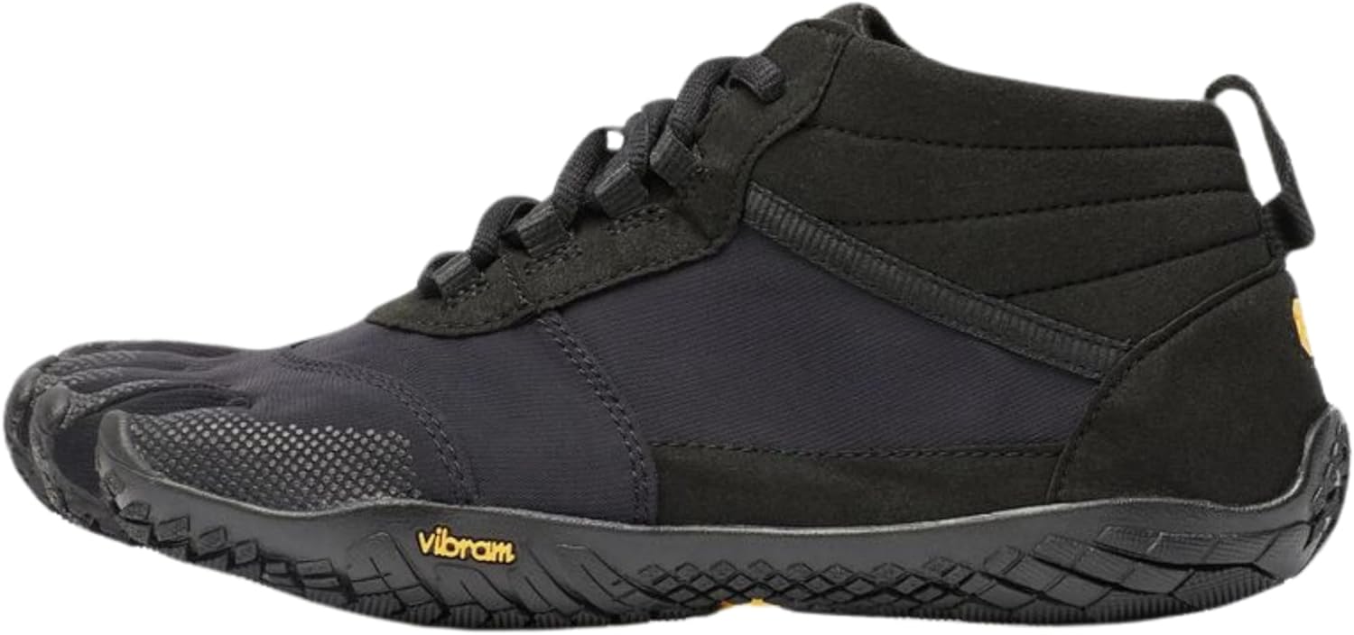 Men’s FiveFingers V-Trek Trail Hiking Shoes – Minimalist Outdoor Footwear with Wool Blend Upper, Megagrip Outsole, Lightweight, Durable for Trekking 42 EU / 9 - 9.5 Black/Black