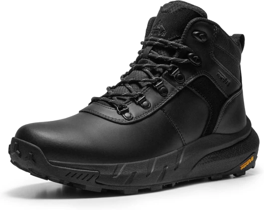 Men's Waterproof Hiking Boots Lightweight Outdoor Mid Trekking Leather Shoes DriftShield 7 Black