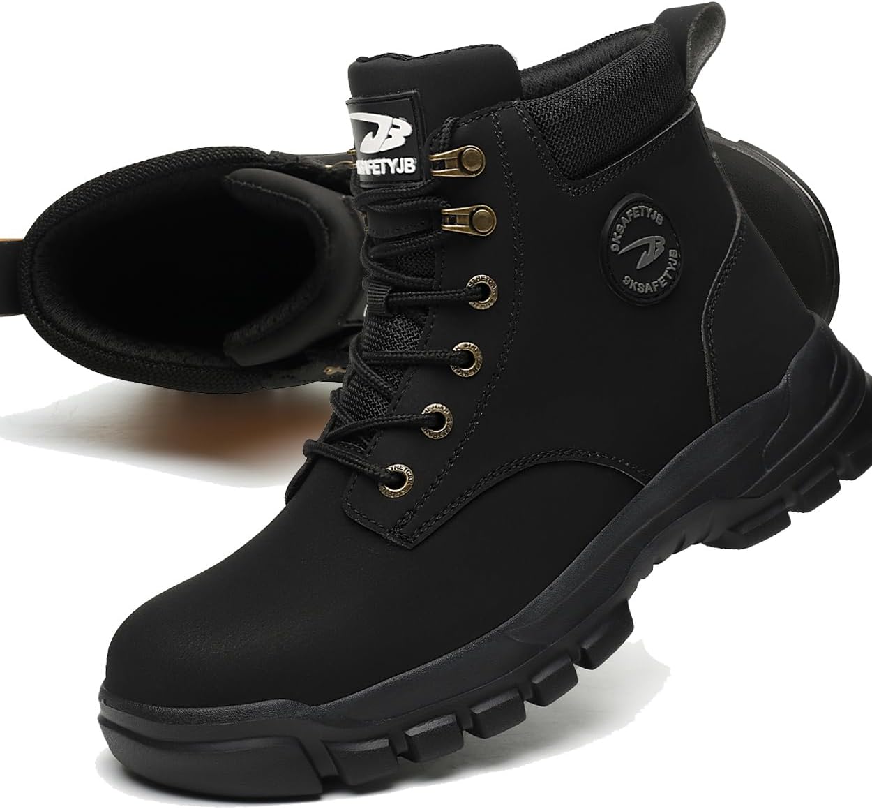 Steel Toe Boots for Women Wateproof Safety Shoes Men Lightweight Composite Toe Boots Leather Construction Steel work Shoes 7 Women/5 Men 679 Black