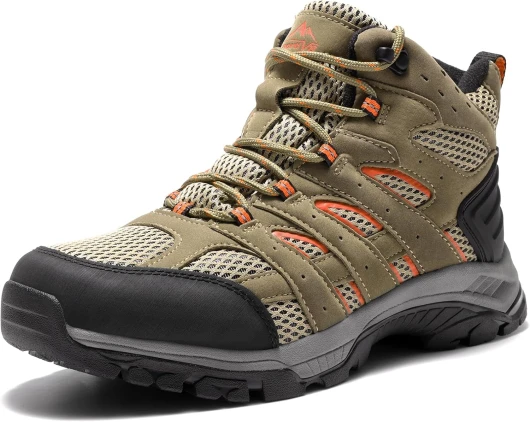 Women's Waterproof Hiking Boots Outdoor Trekking Mid Backpacking Mountaineering lightweight boots 8.5 Wide Brown/Orange