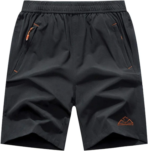 Men's Quick Dry Hiking Shorts Lightweight Running Gym Outdoor Active Shorts with Zipper Pockets Medium 01 Dark Grey