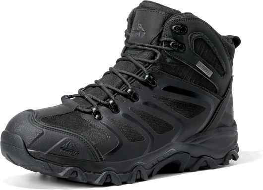 Men's Ankle High Waterproof Hiking Boots Outdoor Lightweight Shoes Trekking Trails Armadillo 10 All Black