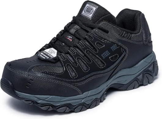 Men's Cankton Steel Toe Construction Shoe – Electrical Hazard Rated, Memory Foam 12 Black/Charcoal