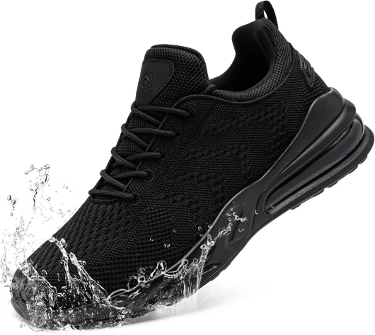 Mens Non Slip Work Shoes Slip On Water Resistant Walking Sneakers Zapatos Trabajo Waterproof Food Service Chef Kitchen 9.5 Black