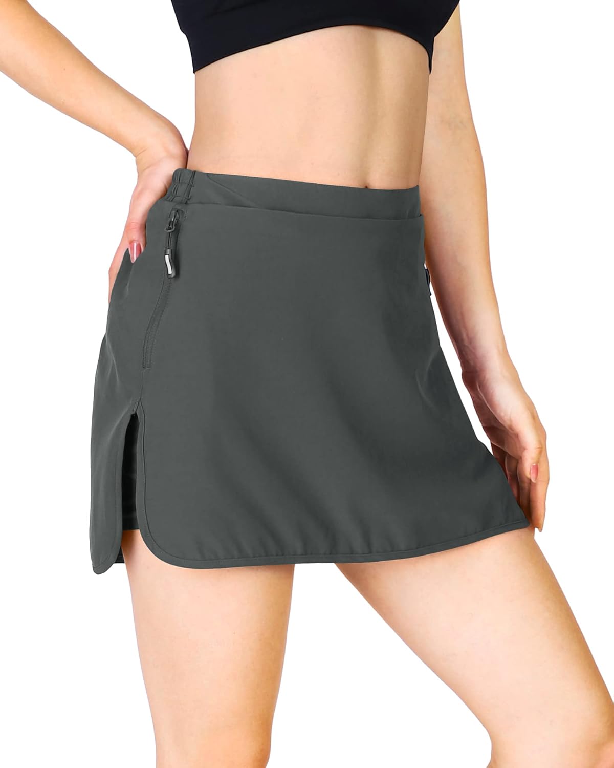 Women's Tennis Skirts with Pockets, Golf Skort Workout Athletic Running Hiking Skirts with Shorts Grey-upgrade X-Small
