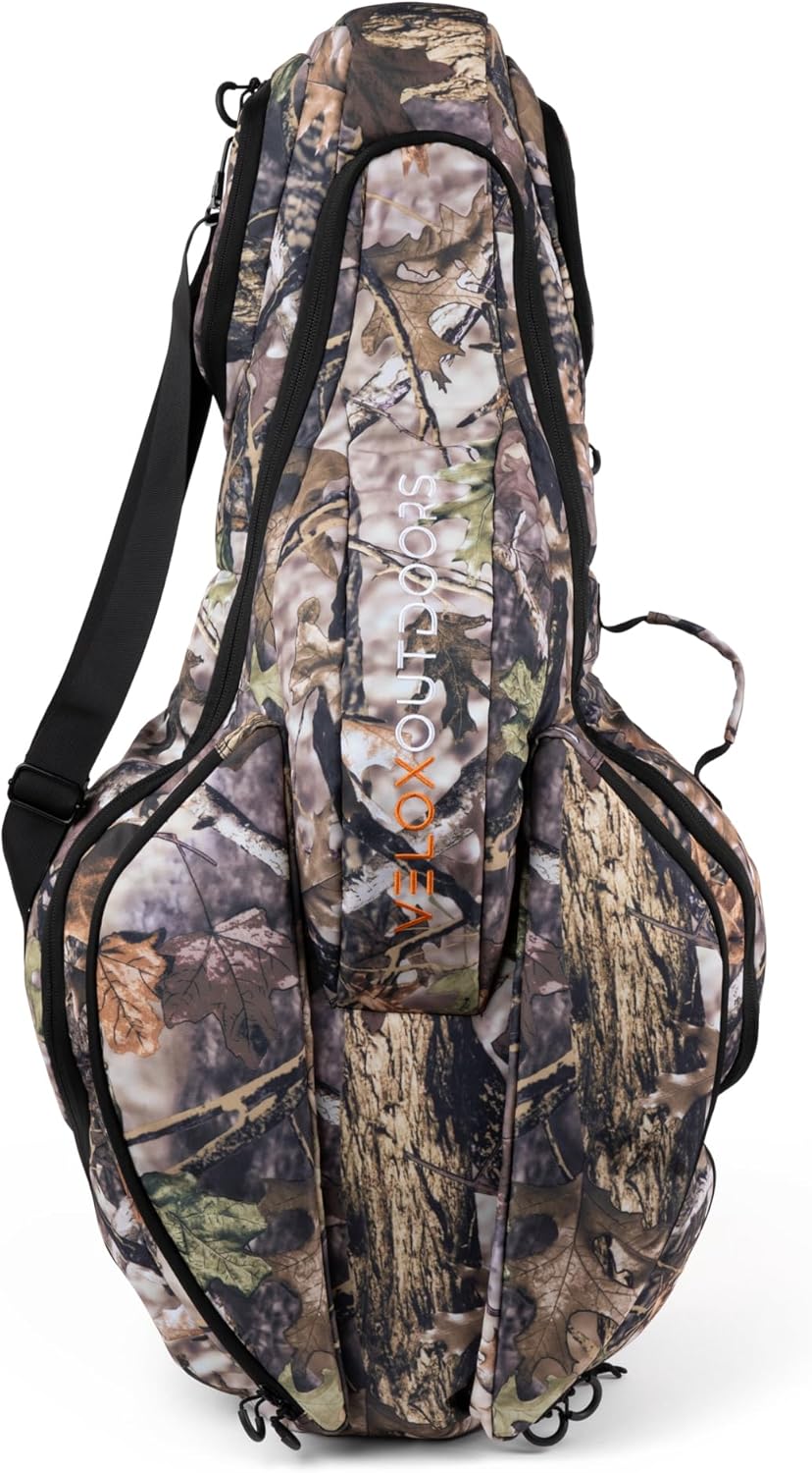 Soft Crossbow Case with Sling Strap, Soft Shell Padded Archery Gear Bag for Outdoors, Water Resistant Narrow Archery Bow Carrier Bag with 4 Spacious Storage Pockets, 36 x 19 Inch Camo