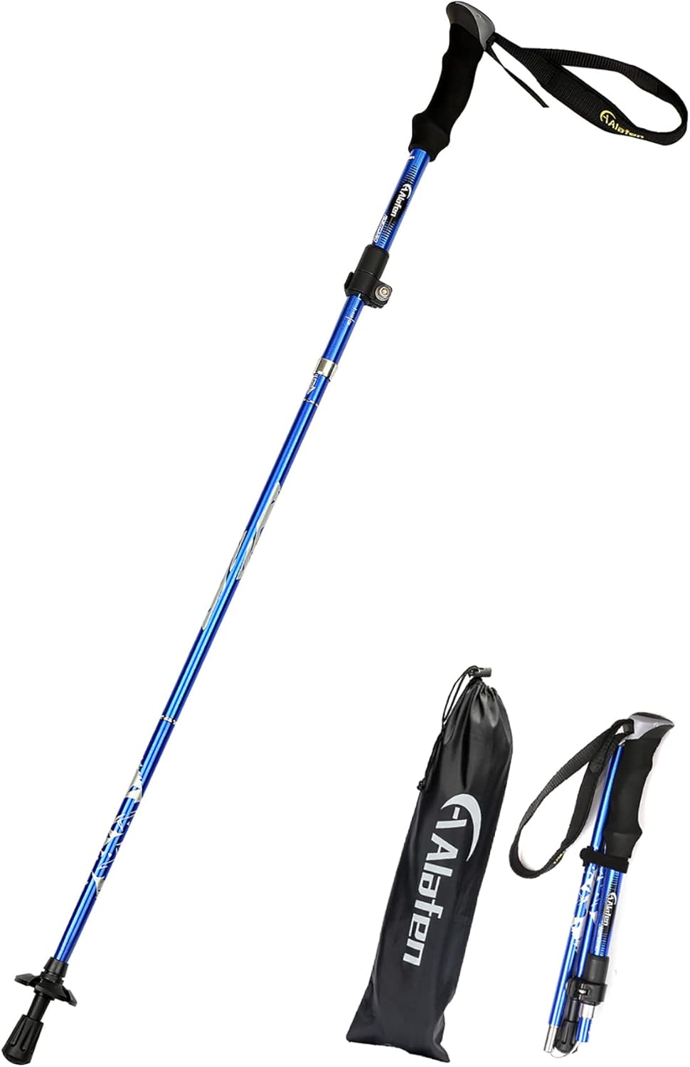 Aluminum Collapsible Ultralight Travel Trekking Hiking Pole for Men and Women P1 Blue 1 PC(1 Pole)