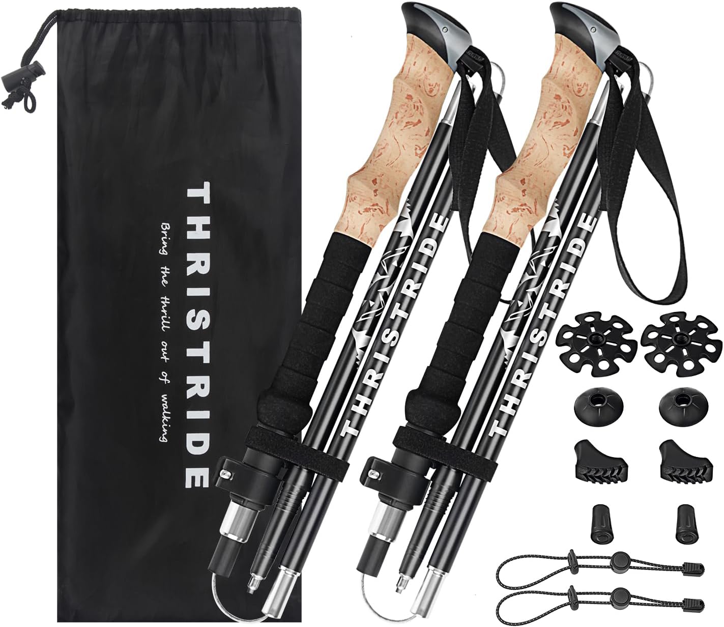 Trekking Poles Aviation Grade Aluminum Alloy-Strong Lightweight Collapsible Walking Stick,Trekking Pole Hiking for Seniors, Men,Women in The 4 Season,All-Terrain,2pc Per Set 120-135 Centimeters