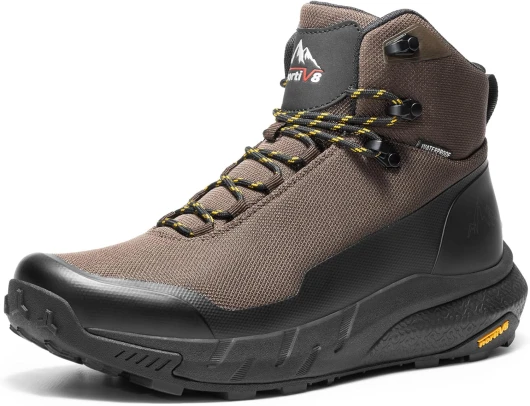Men's Mid Waterproof Hiking Boots Outdoor Lightweight Breathable Trekking Camping Mountaineering Shoes HydroTrek 7 Dark Brown