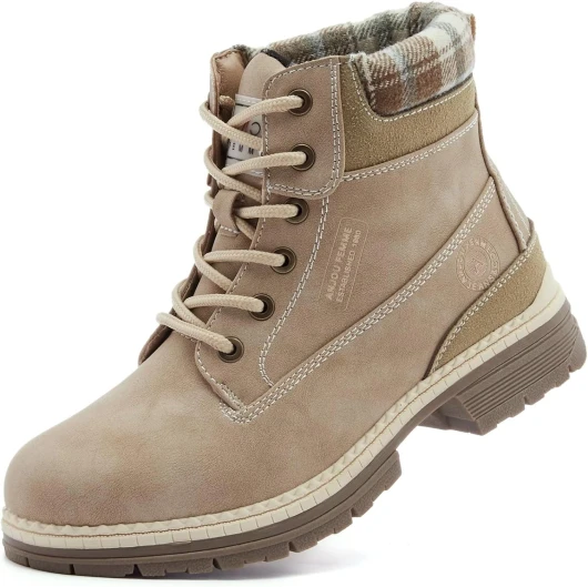 Work Hiking Boots for Women Waterproof - Womens Outdoor Ankle Boots Lightweight Snow Winter Boots for Trekking Walking 8.5 Beige