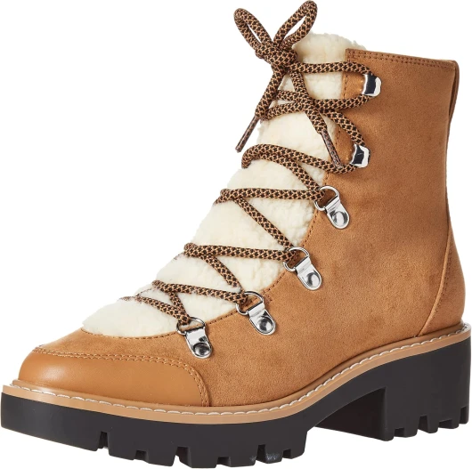 The Drop Women's Caleb Shearling Hiking Boot Hi-Top 5 Dark Tan