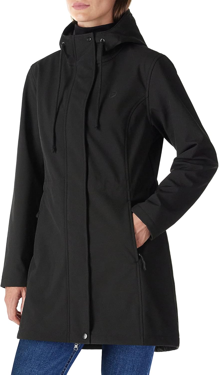 Women's Lightweight Waterproof Fleece Lined Hooded Softshell Rain Jacket, Warm Windbreaker Long Coat X-Large Black