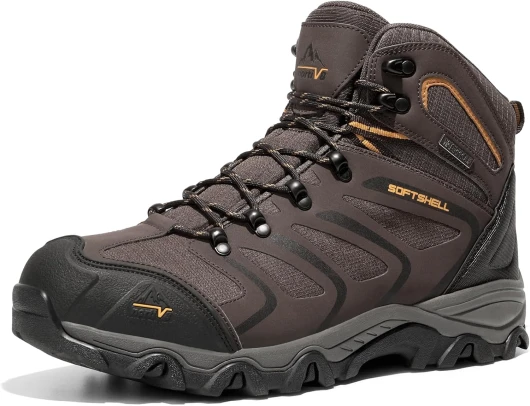 Men's Ankle High Waterproof Hiking Boots Outdoor Lightweight Shoes Trekking Trails Armadillo 12 Brown/Black/Tan