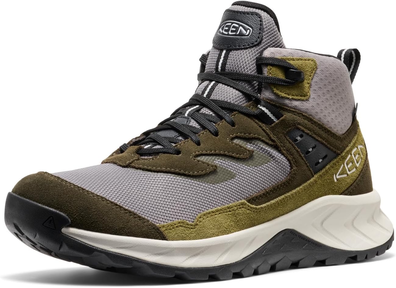 Men's Hightrail Mid Height Durable Lightweight Breathable Leather Waterproof Hiking Boots 8 Steel Grey/Forest Night