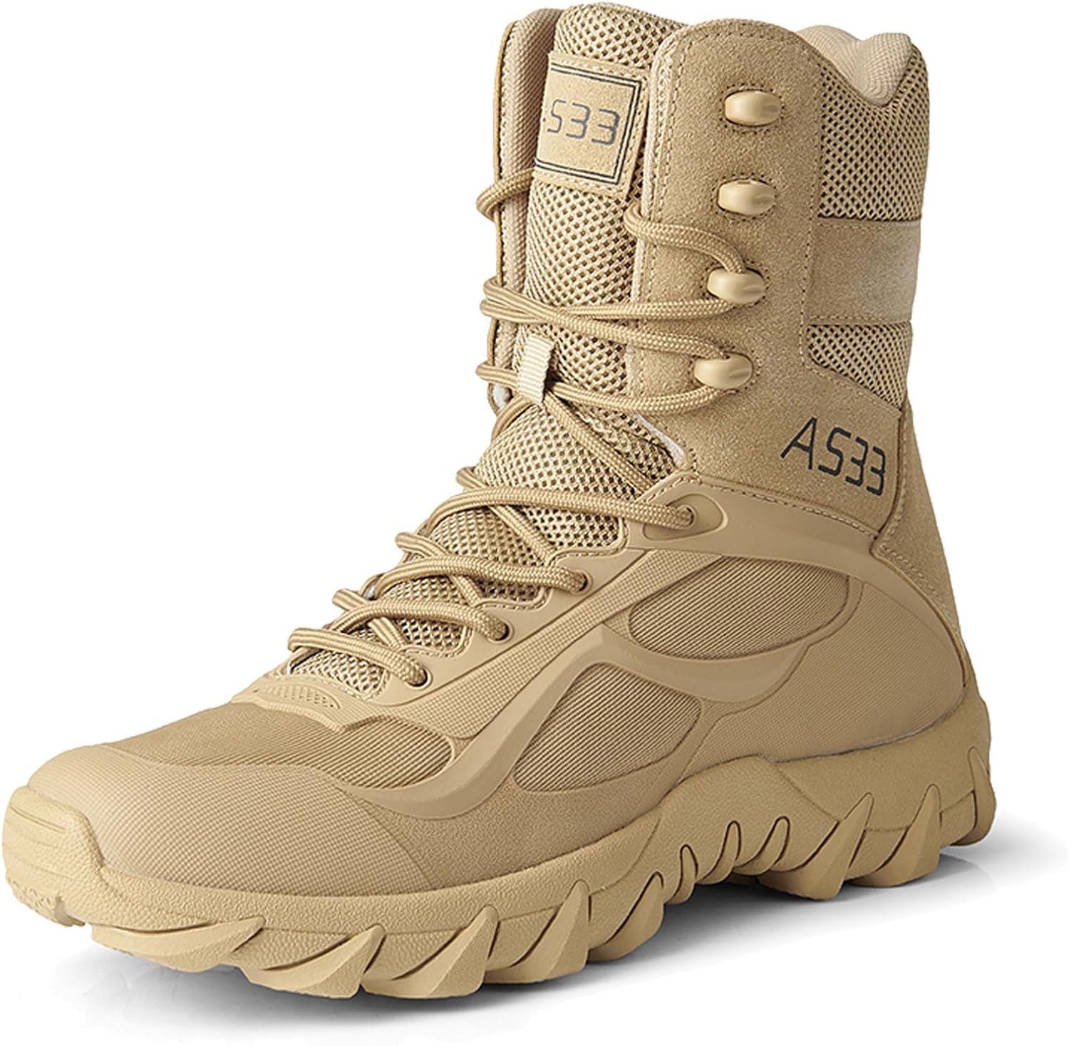 Men's Tactical Boots 8 Inches Lightweight Work Military Boots Side Zipper Jungle Combat Desert Boot Sand 10