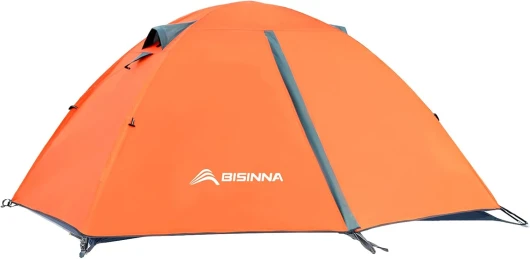 2/4 Person Camping Tent Lightweight Backpacking Tent Waterproof Windproof Two Doors Easy Setup Double Layer Outdoor Tents for Family Camping Hunting Hiking Mountaineering Travel Orange 2 Perosn