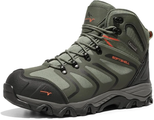 Men's Ankle High Waterproof Hiking Boots Outdoor Lightweight Shoes Trekking Trails Armadillo 9.5 Army/Green/Black/Orange