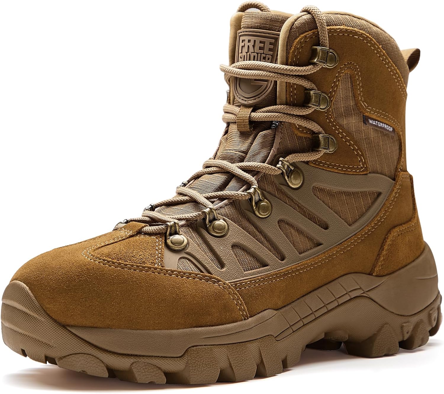 Men's Waterproof Tactical Hiking Boots Military Work Boots Combat Boots 10 Waterproof Brown