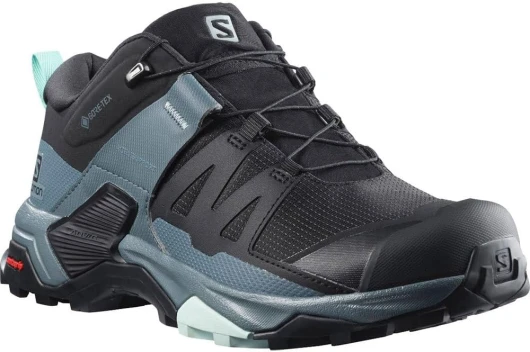 Women's X Ultra 4 Gore tex Hiking Shoes Black/Stormy Weather/Opal Blue 10