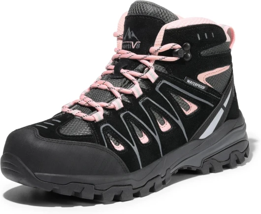 Women's Waterproof Hiking Boots Outdoor Trekking Camping Trail Hiking Boot 9.5 Black/Pink