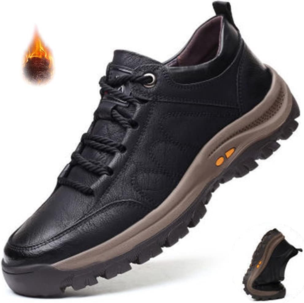 AngryMonkey Men Hiking Shoes Arch Support Anti-Fatigue Anti Slip Shock-Absorbing Outdoor Snow Warm Running Boots,Large Sizes 6 to 13 (Black&Cotton,9,Men,9)