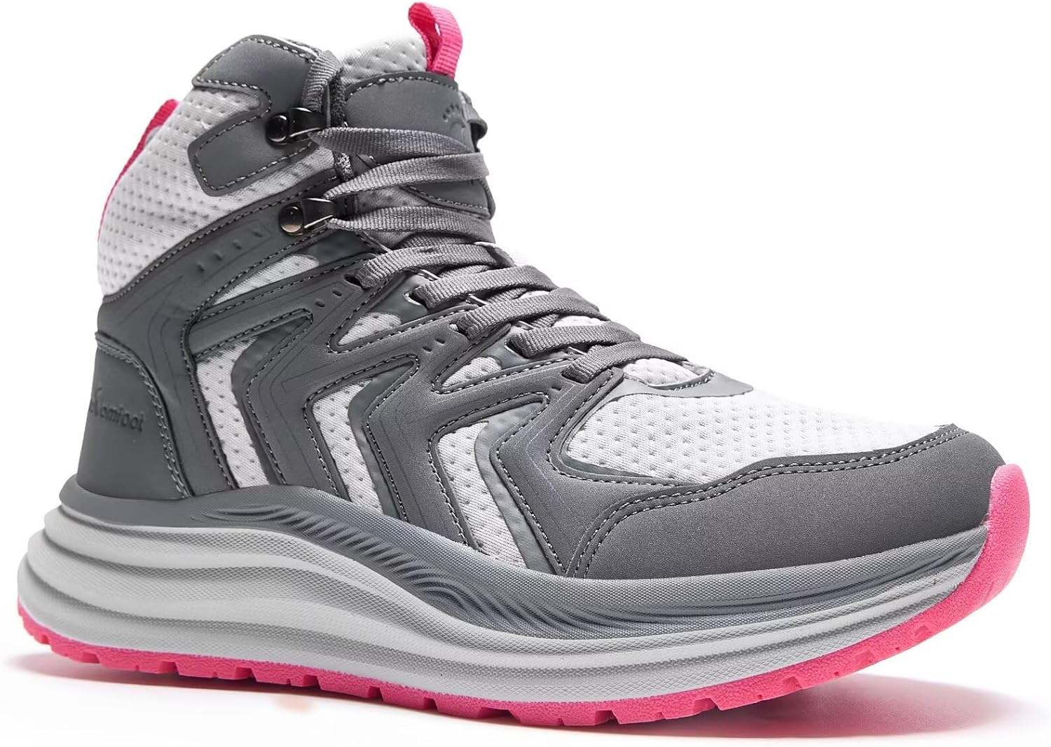 Women's Orthopedic Mid Trekking Hiking Boots: Comfortable Plantar Fasciitis Ankle Support Workout Walking Running Shoes, Orthotic Work Sport Cross Training Trail Sneakers for Feet and Heel Pain Relief 7.5 W2-grey