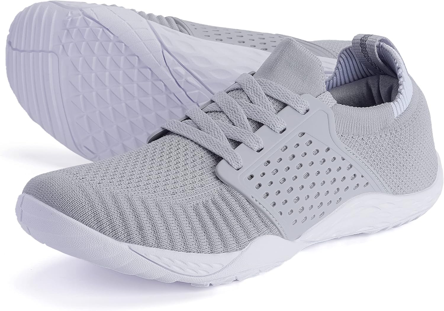Men's Barefoot Running Shoes - Minimalist Cross-Trainer - Zero Drop Sole 13.5 W63 Light Grey
