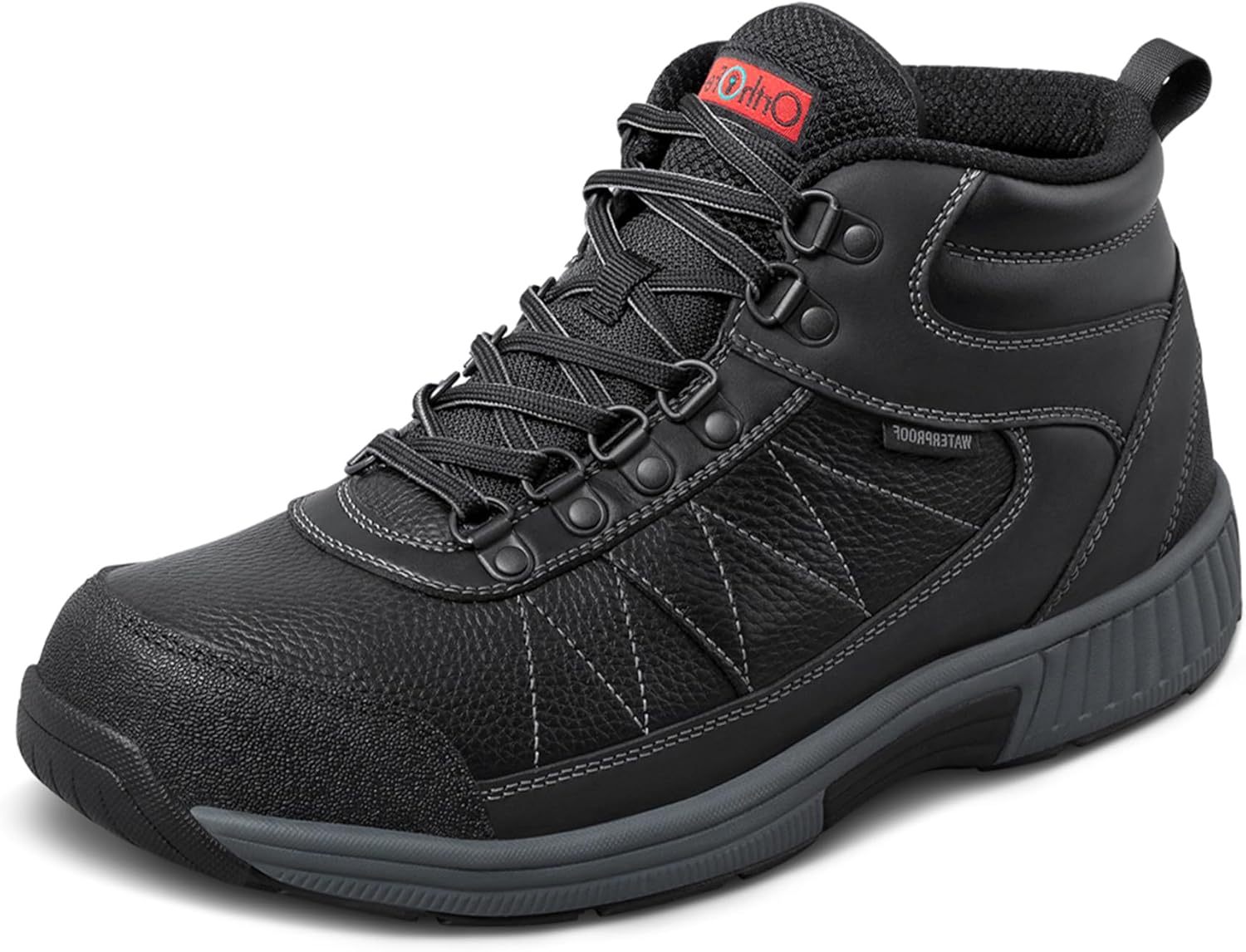 Men's Orthopedic Leather Hunter Boots 9 Black Waterproof