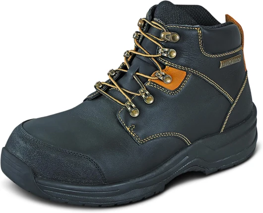 Men's Orthopedic Leather Granite Waterproof Work Boots 12 Wide Black