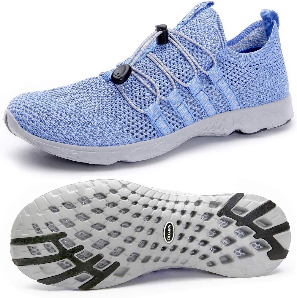 Women's Lightweight Quick Drying Aqua Water Shoes Athletic Sport Walking Shoes 8.5 Grayblue