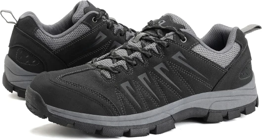Men's Waterproof Hiking Shoes Leather Comfortable Lightweight Anti-Slip Outdoor Walking Work Sneakers 10.5 Black