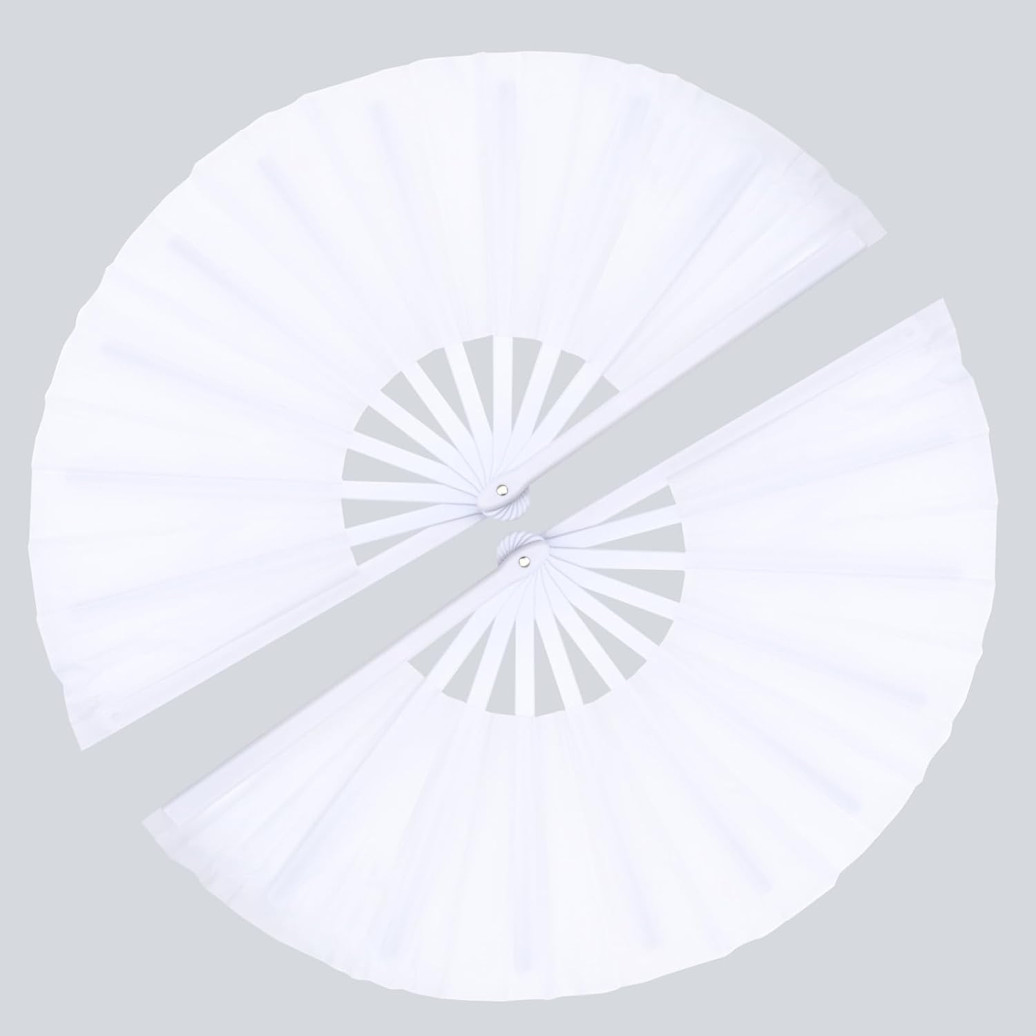 2 Pack 13 Inch Clack Popping Line Dancing Fans Boots on The Ground Large Foldable Clacking Hand Fan Make Sound for Dance Rave (White)