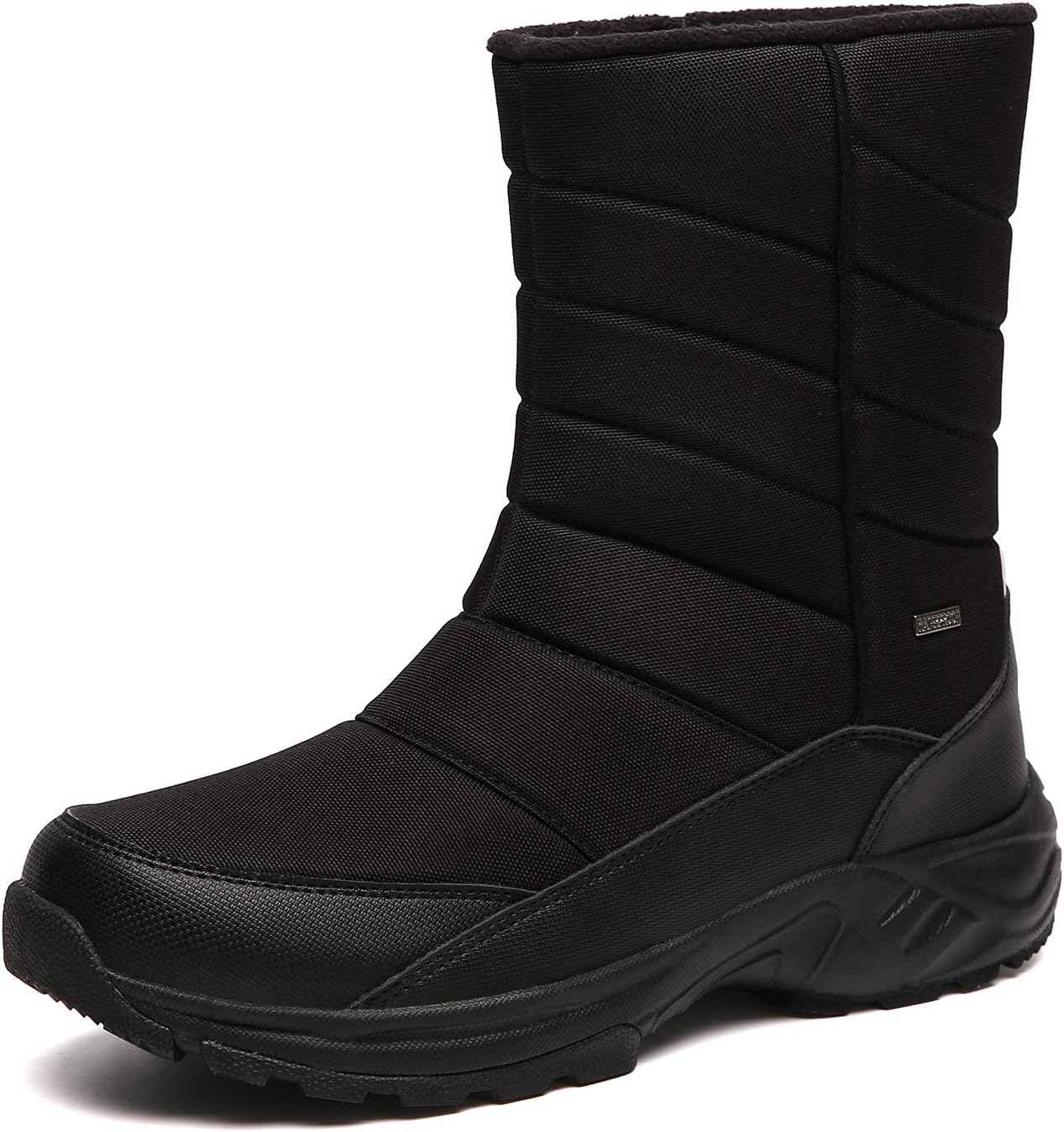 Mens Winter Mid-Calf Snow Boot Fur Warm Waterproof Slip On Outdoor Athletic 11.5 Black