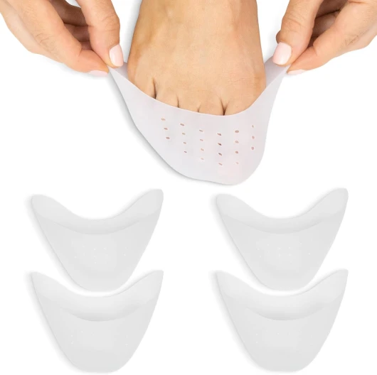 Toe Protectors for Women & Men (4 Pcs) - Silicone Sleeve Covers for Feet - Foot Gel Caps for Pain Relief, Pressure Sores for Shoes, Work Boots - Blister Protection, Breathable Cushion Guards White