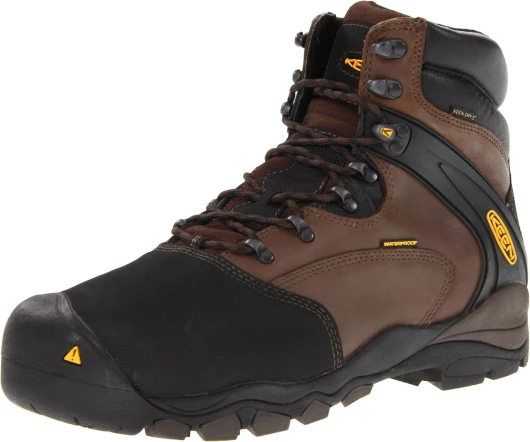 Men's Louisville 6" Int Met Leather Waterproof Steel Toe Work Boot Slate Black 7 Wide