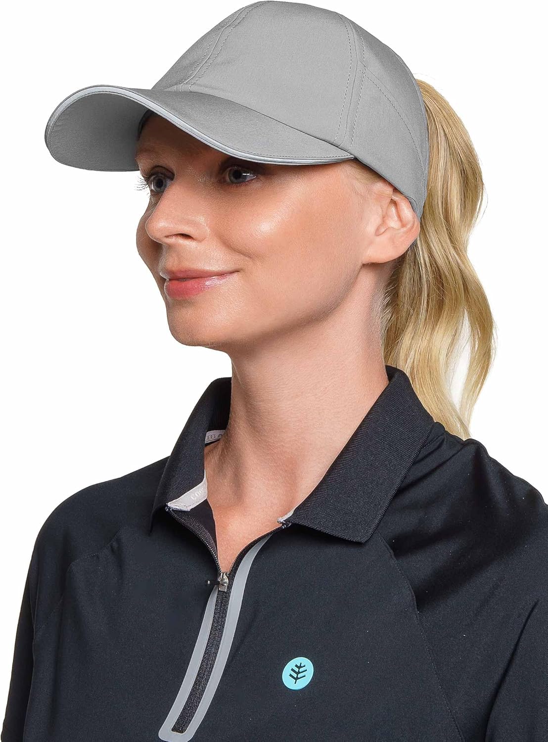 Women's Sports Cap with Ponytail Hole - UPF 50+ Sun Protection - Rackey Padel Cap in Steel Grey (X-Large)