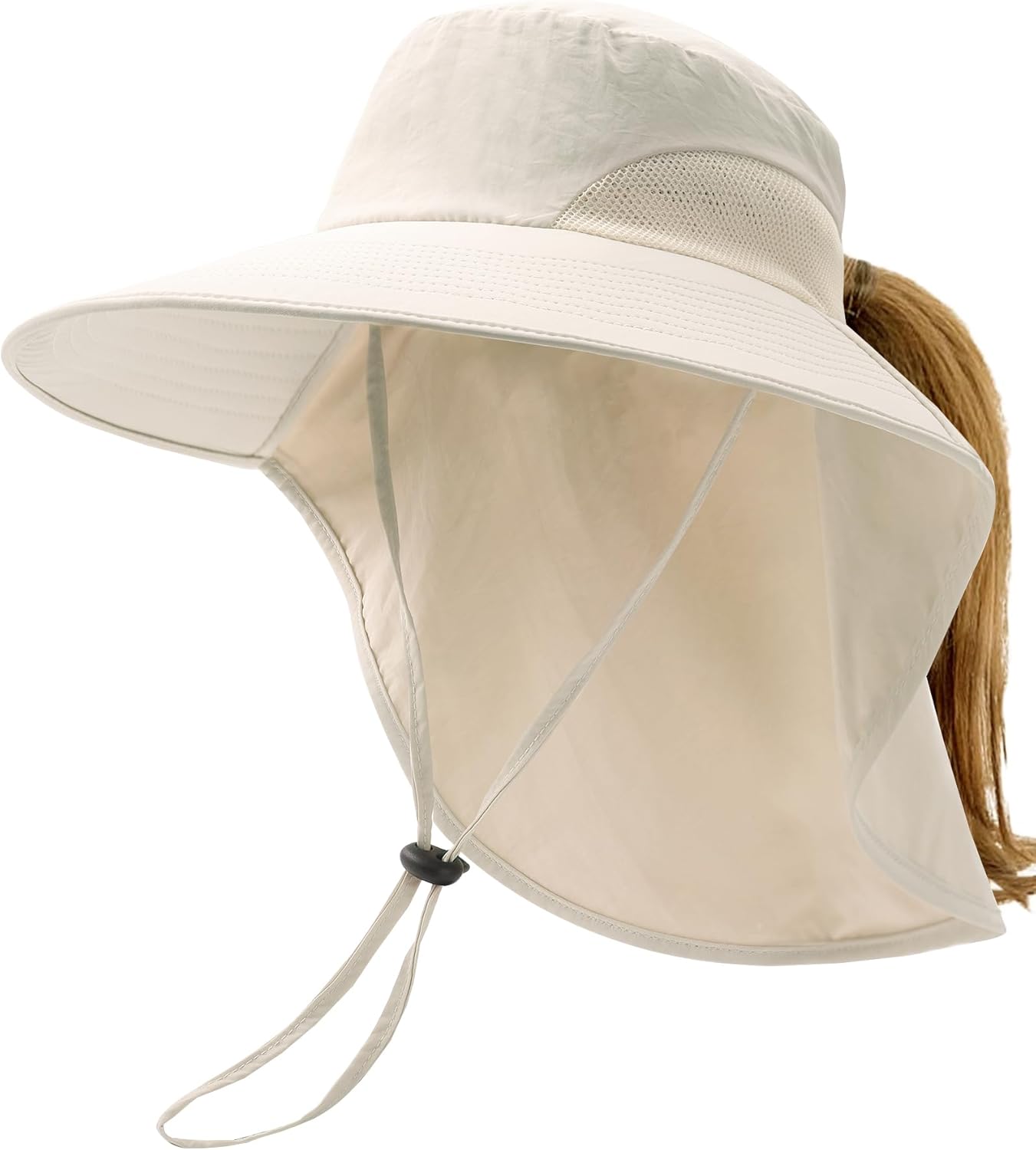 Sun Hats for Women UPF 50+ UV Protection Wide Brim Hiking Fishing Hat with Neck Flap One Size 01-hot Color Beige