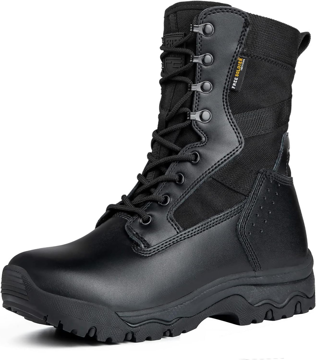 Women’s Tactical Boots 8 Inches Lightweight Combat Boot Durable Military Work Outdoors Boots Desert Boot for Women 7.5 Dark Black