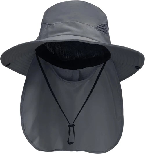 NPQQUAN Sun Hats for Men Women with Neck Flap UPF 50+ UV Protection Wide Brim Bucket Hat Safari Hiking Fishing Hats Darkgray（neck Flap） Neck Flap