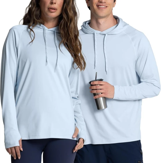 Sun Hoodie for Men & Women – Lightweight Long Sleeve UPF 50+ Quick Dry Shirt for Fishing, Hiking, Outdoors (Blue - XXL)