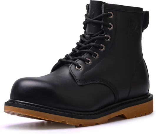 Steel Toe Classic Work Boots For Men,Industrial & Construction Fashion Durable Hiking Safety Shoes 6'' Puncture-proof Footwear Insulated 10 Black
