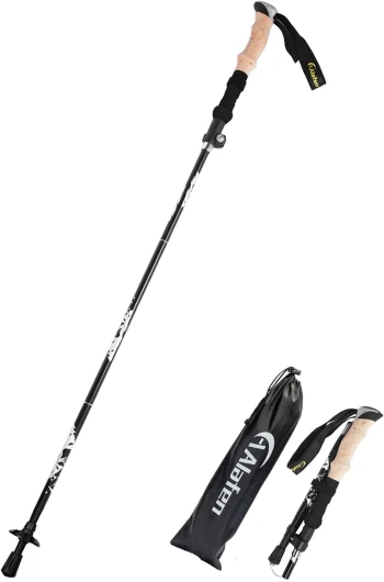 Lightweight Collapsible Trekking Pole - 7075 Aluminum Adjustable Walking Stick for Hiking & Travel, Foldable Quick-Lock Design, Single Pole for Adults & Seniors Black 106- 125CM 1 PC(1 Pole)